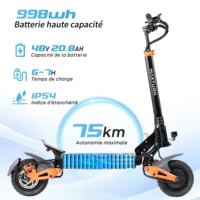 Trottinette électrique Maxturn X1 Ultra, moteur double 2600W de puissance maximale, batterie 48V 20.8Ah, conception à suspension intégrale, trottinette électrique avec NFC, pneus de 10 pouces 2
