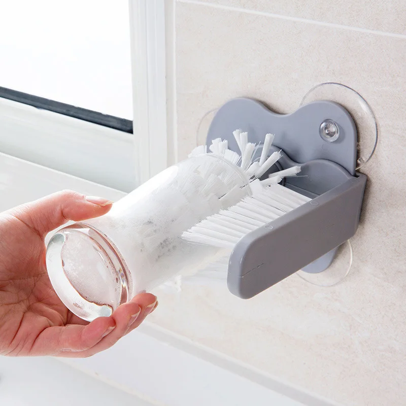 Sink Suction Glass Cleaner Cup Base Cleaning Bottle Glass Brush Sink Stand Scrubber Water Cup Mug Wine Bottle Cleaner Brush