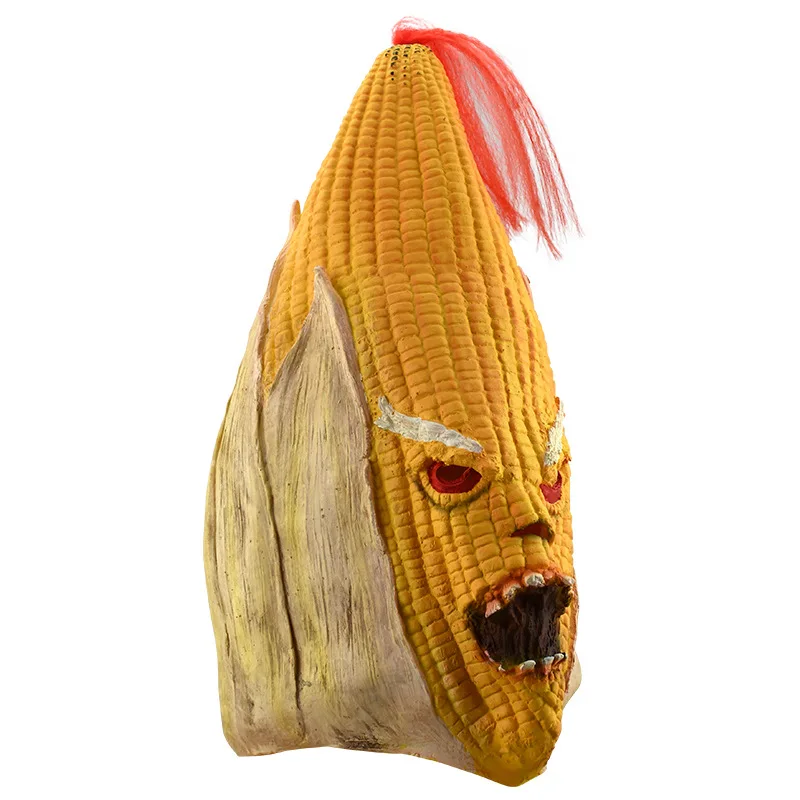 Evil Corn Mask Cosplay Horror Maize Latex Helmet Full Face Novely Headwear Halloween Masquerade Party Costume Prop
