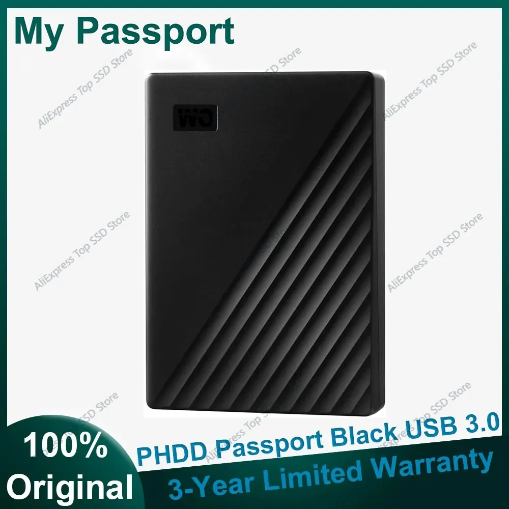 

Original WO My Passport Black PHDD 1TB 2TB 4TB 8TB Portable HDD External Hard Drive with backup software and password protection