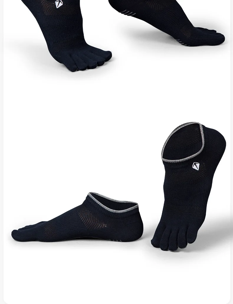 1 Paar Herren-Sportsocken mit fünf Zehen, schwarz, weiß, rutschfest, atmungsaktiv, Coolmax, schnell trocknend, schweißableitend, elastisch, Radsocken – Detail 8