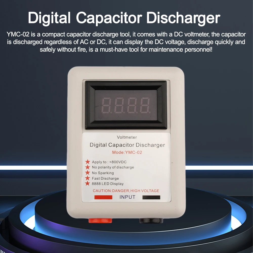 800V Digital Capacitor Fast Discharger Pen High Voltage Non Sparking Discharging Tool Display Matenance Protection with Voltmete 2