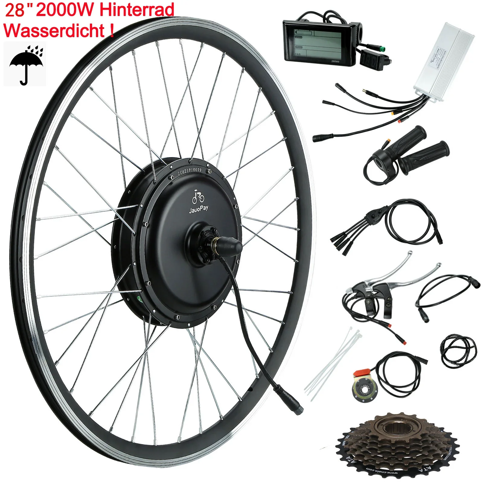 28'' 48V 2000W Jauopay Conversion Kit Electric Bike Ebike Rear Wheel