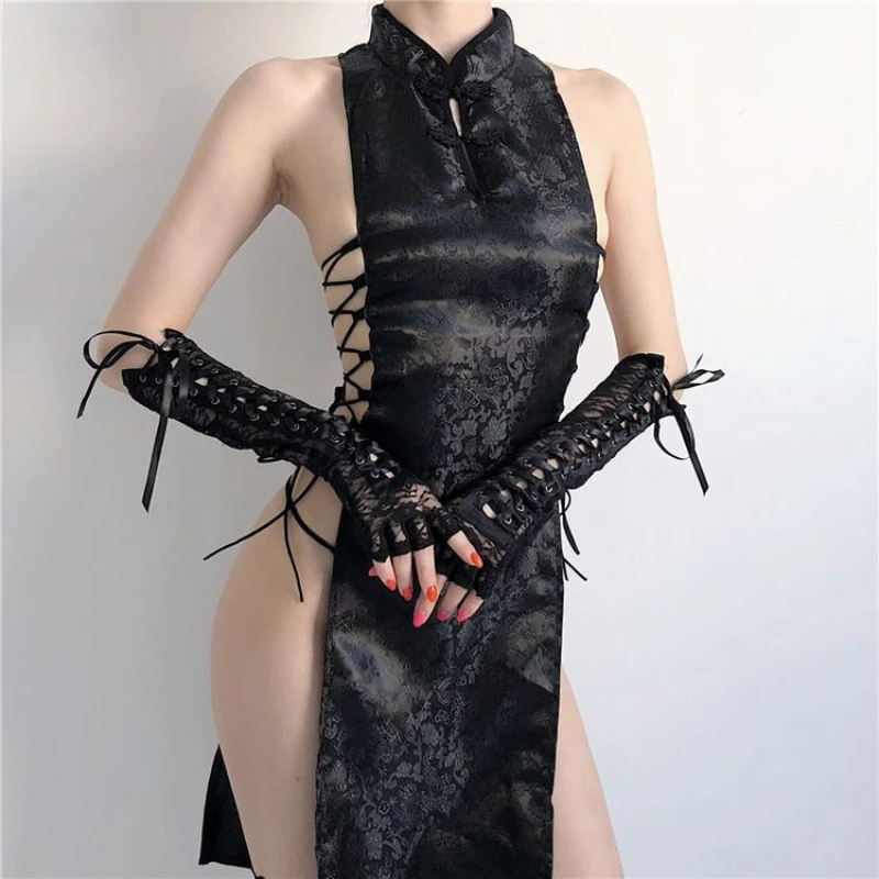 Sexy Cosplay Women Sexy Lingerie High Split Dress Qipao Cheongsam Uniform Chinese Traditional Party Dress Roleplay Costumes Women Lingerie Women Lingerie Set Women Cosplay Costume