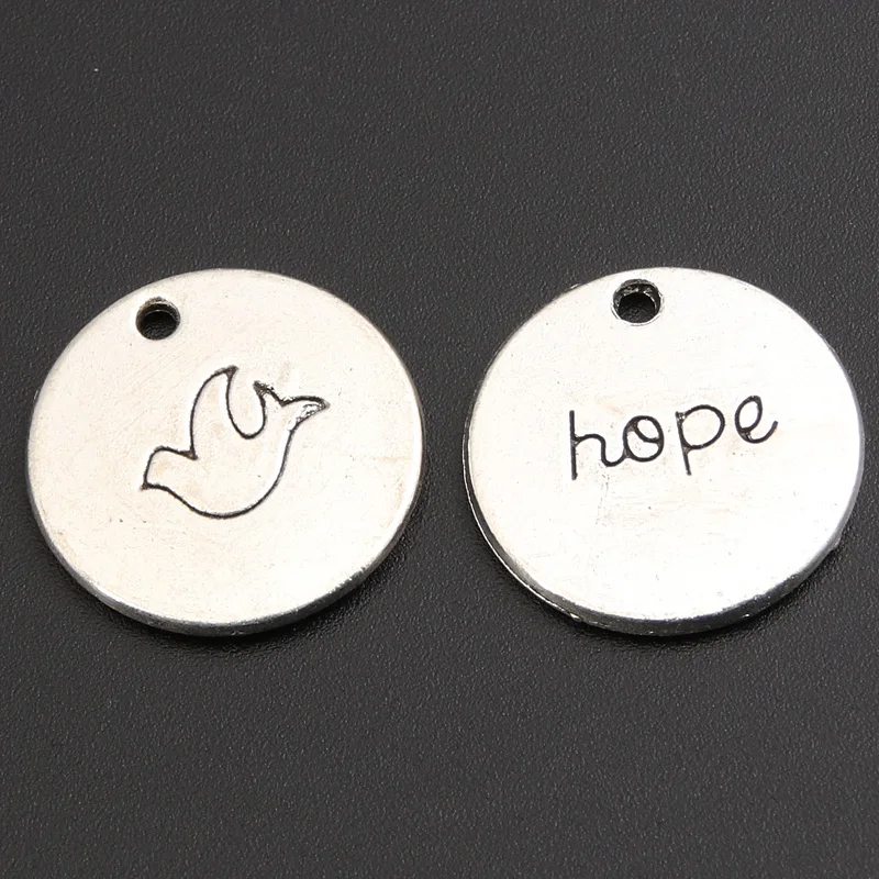 Silver color Hope Pendant Charm for Bracelet or Necklace Jewelry 