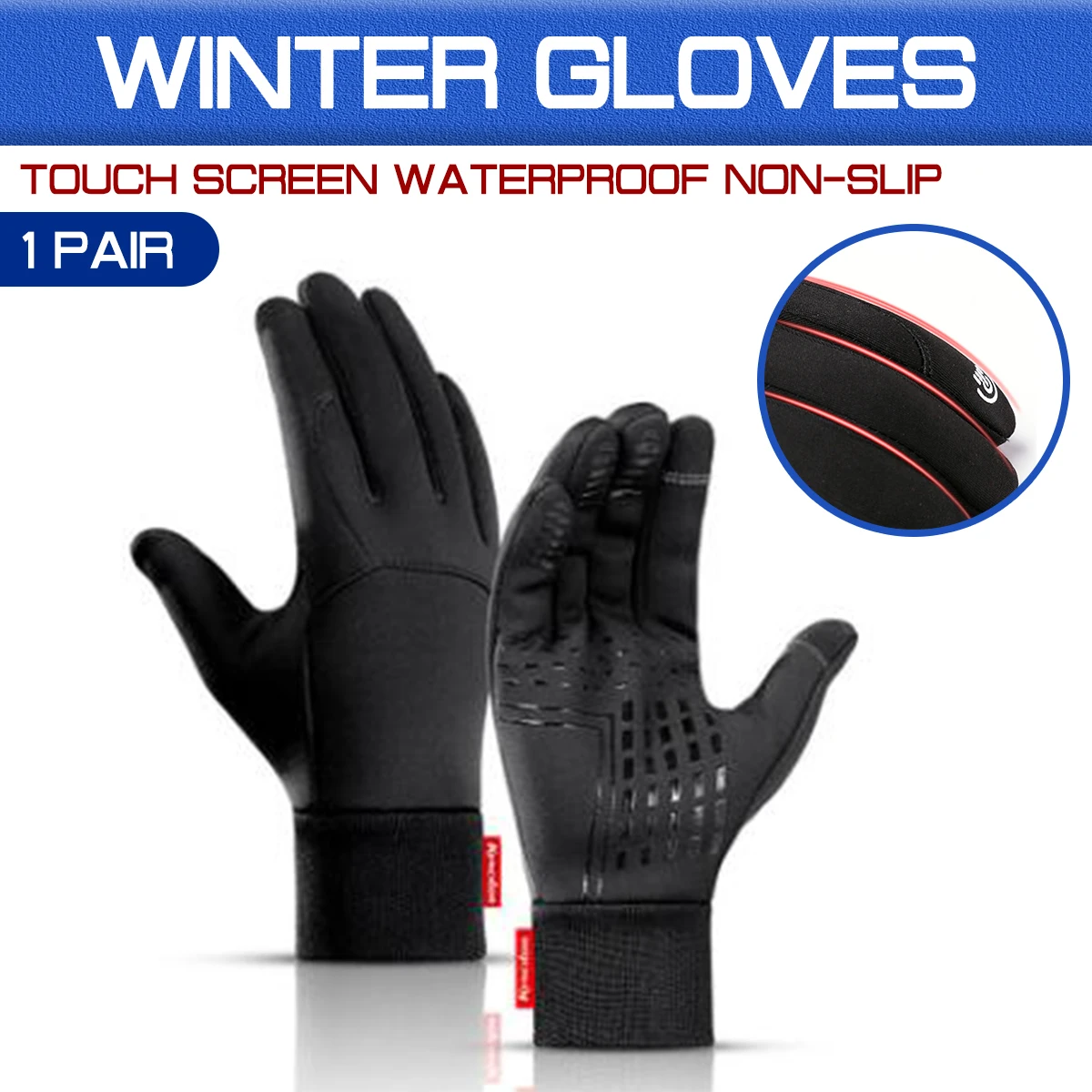 

Waterproof Black/Grey Non-slip Ski Snow Riding Car Auto Motorcycle Glove Unsex Winter Outdoor Sports Warm Gloves Touch Screen