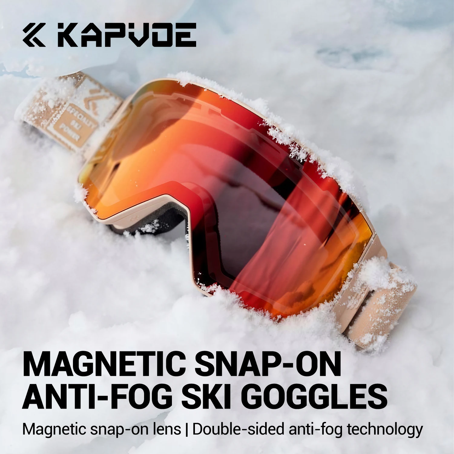 Kapvoe Photochromic Snow Goggles Ski Magnetic Anti-Fog Lenses UV400 Protection Men Women Ski Goggles Sunglasses Sports Eyewear