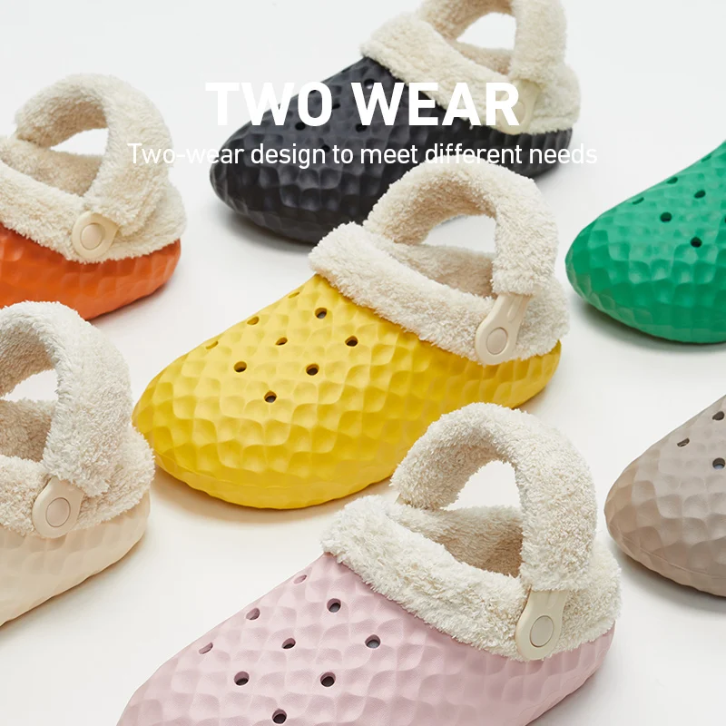 

UTUNE Waterproof Women Slippers Removable Insole with DIY Decoration For Men Hole Shoes Soft Plastic Non-slip Rhombic Home Flats