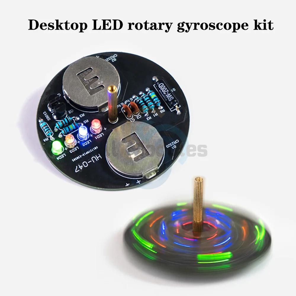 데스크탑 LED 회전 자이로 만들기 전자 DIY 키트, 깜박이는 조명 회로 기판 용접 운동 키트 구성 요소