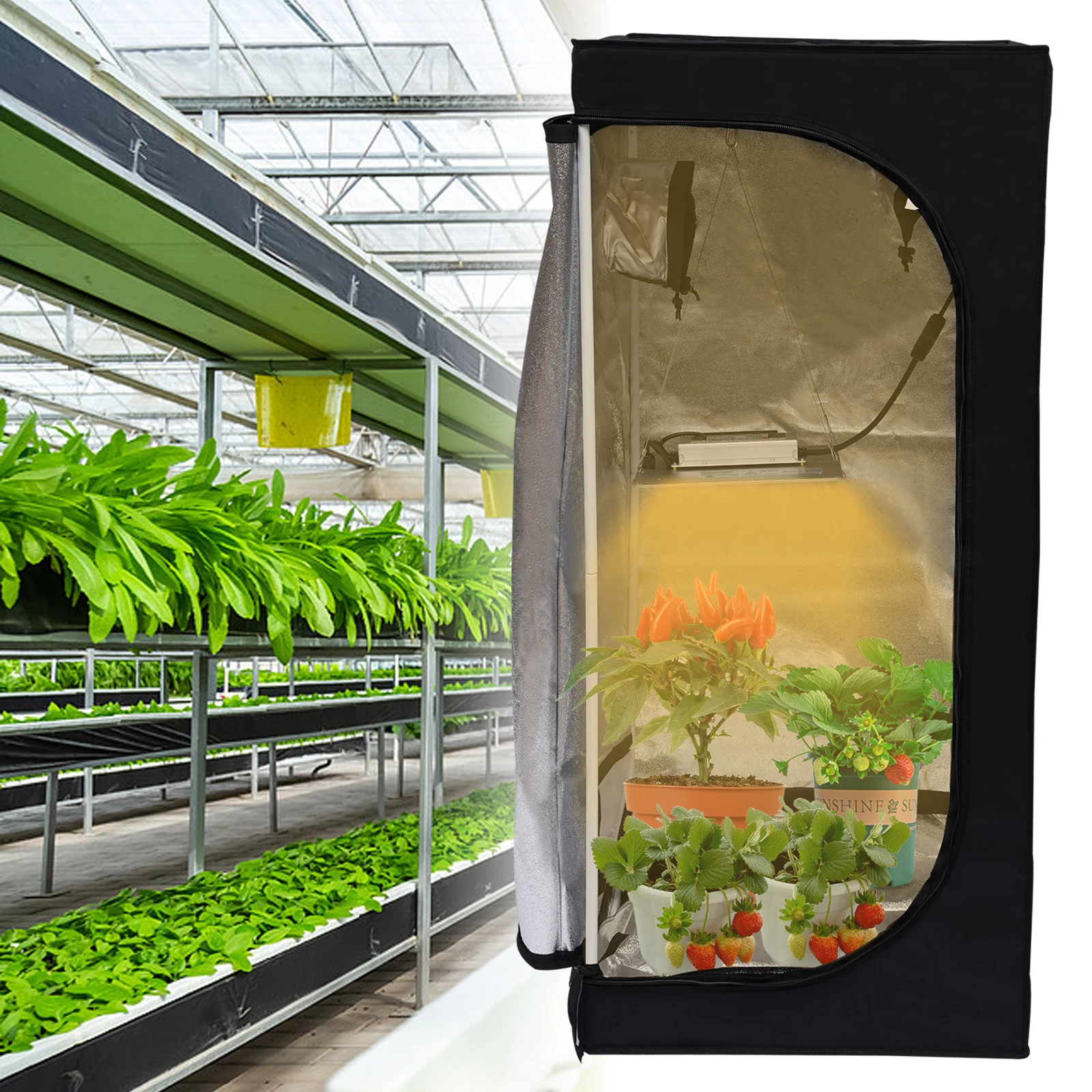 

24"x24"x56" Horticulture Reflective Aluminum Film Hydroponic Grow Tent for Plant Growing
