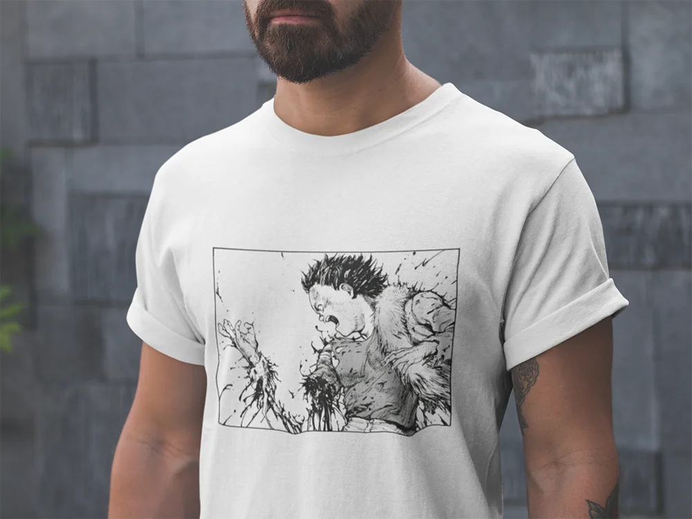 Männer Akira Tetsuo Zu Verlieren Arm T Shirts Manga Kaneda Japanischen Anime Neo Tokyo 100% Baumwolle Kurzarm Tees Geschenk idee T-Shirts – Detail 3
