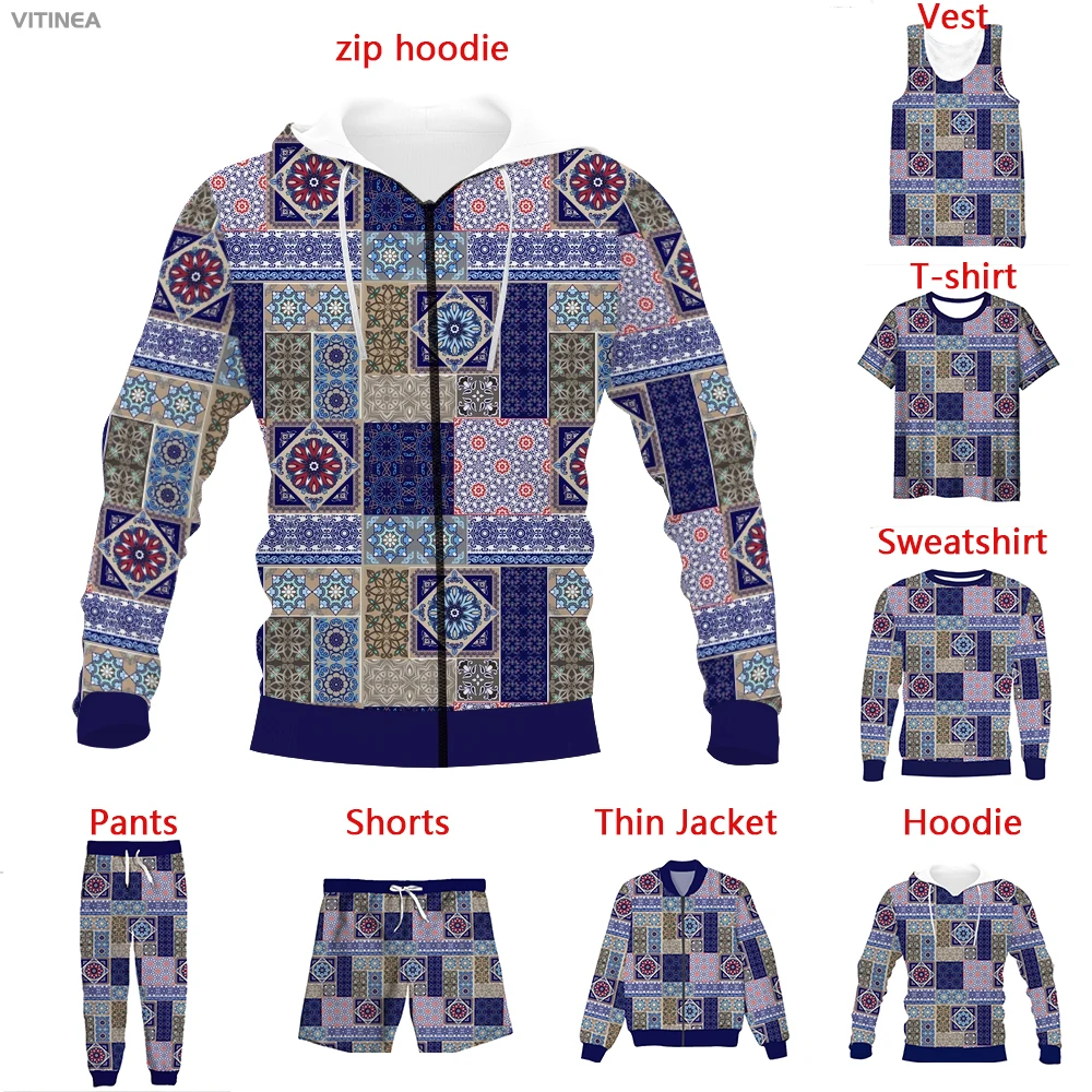 

Vitinea New 3D Print Traditional Colorful Paisley T-shirt/Sweatshirt/Zip Hoodies/Thin Jacket/Pants Four Seasons Casual A2425