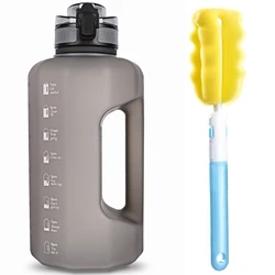 Extra-Large Leak-Proof Water Bottle with Handle and Time Marker (Gray)