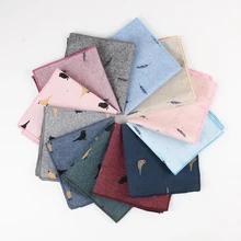 

Men's Pocket Square Handkerchiefs Brand Design Cotton Bird Feather Printed Soft Hankies Chest Towel 24*24cm For Wedding Party