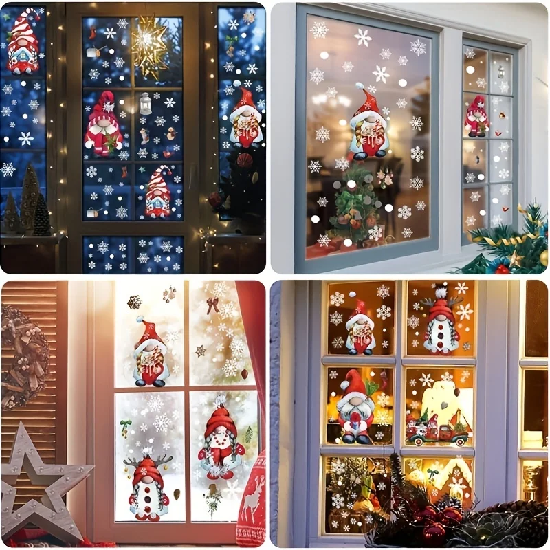 103PCS Xmas Window Clings for Glass Christmas Decals Xmas Santa Stickers window stickers christmas stickers