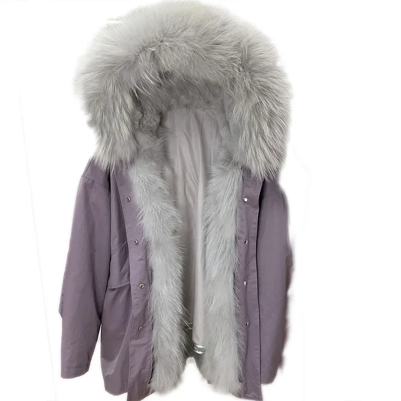 Coco Fur Coat Women's Pie Overcoming Medium To Long 2021 Winter New Rex Rabbit Fur Inner Gall Raccoon Large Fur Neckline Shape