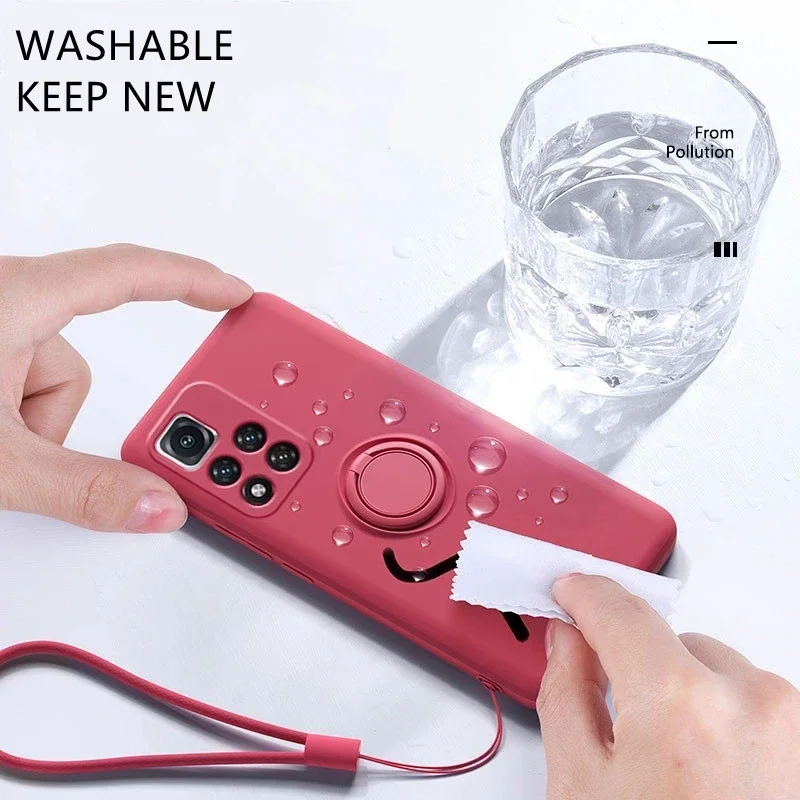 Premium Liquid Silicone Phone Case with Ring Holder - Soft, Durable, and Stylish Protection