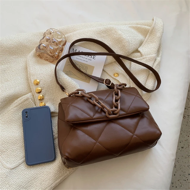 Women’s Fashion Crossbody Bags Lightweight Chain Strap Quilted Designer  Handbags Shoulder Bag,White，G32859