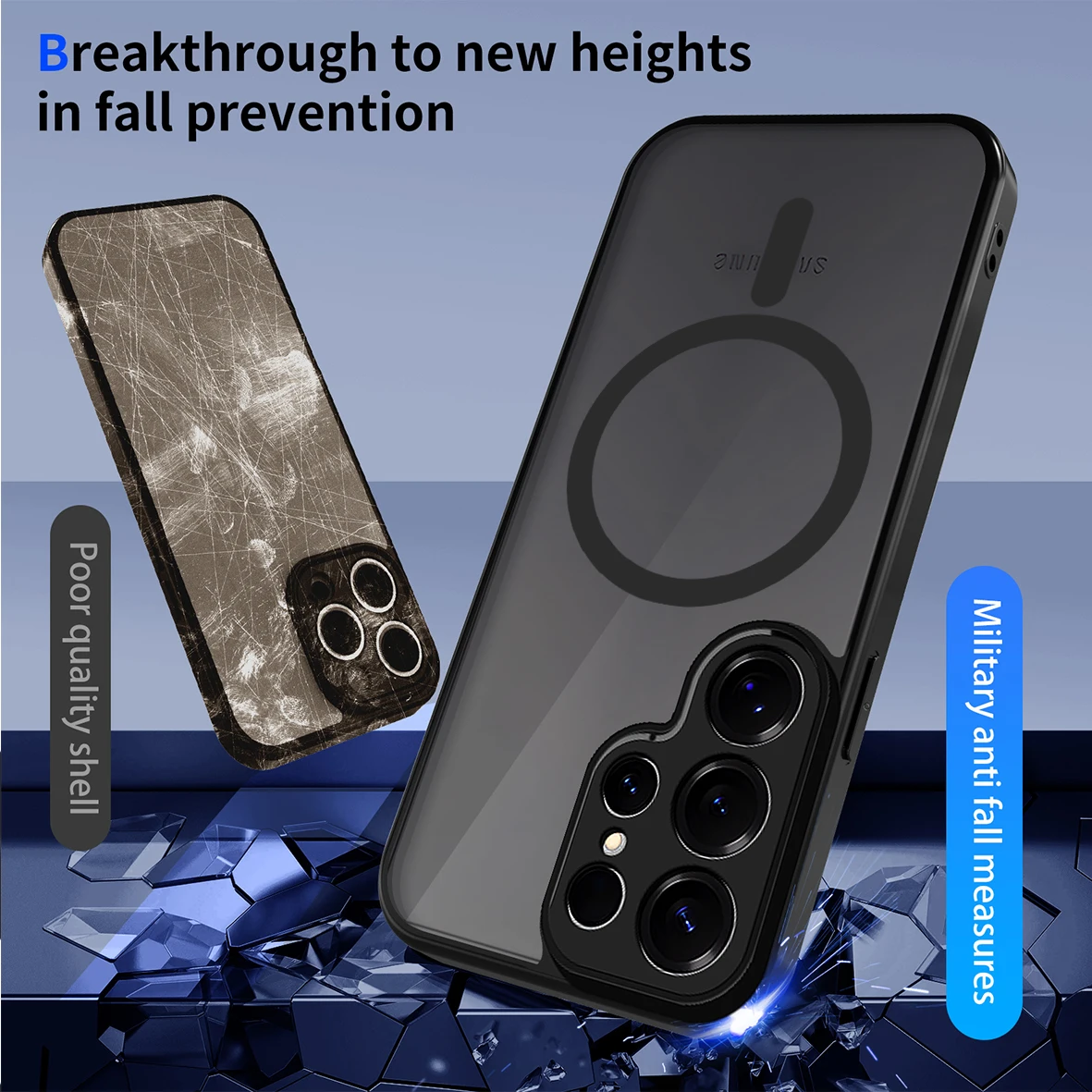 Matte Frosted Clear Shockproof Magnetic Magsafe Phone Case