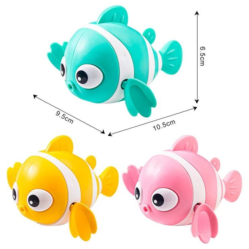Bath Toys Cute Swimming Clown Fish Cartoon Animal Floating Wind Up Toys Shower Water Game Classic Clockwork Toys For Kids 2