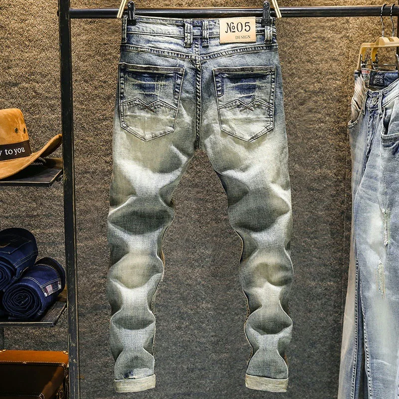 Men's Jeans Slim Feet Ripped Skinny Hip Hop, men casual pants