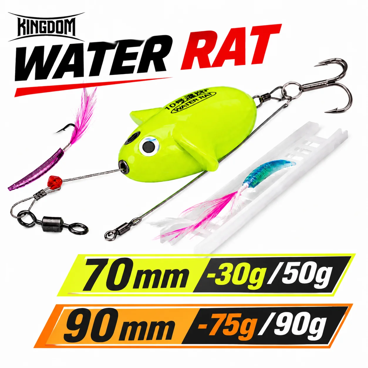 Kingdom Fishing Lures 70 mm 90 mm sinkender schwimmender ABS-Schaum mit hoher Dichte, Mausform, Balance, weit werfender künstlicher harter Schwimmköder