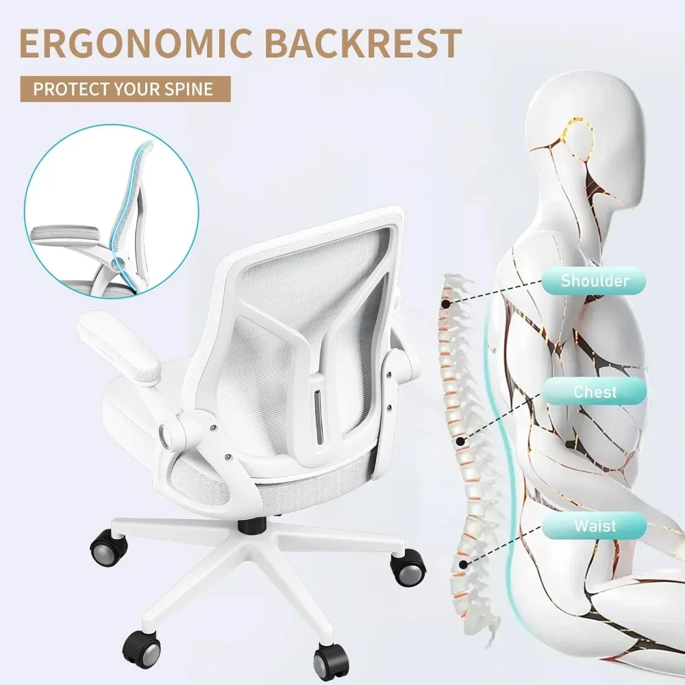 Ergonomic Office Desk Chair, PU Leather Home Office Desk Chair, Mesh Mid-Back Computer, Offices Chairs 6