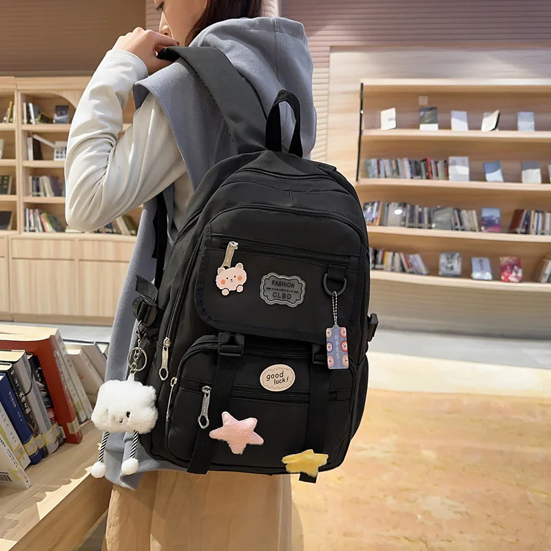 New Large Capacity Women's School Backpack Cute Casual Travel Rucksack for College Students Outdoor Hiking Bag