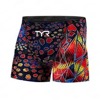 Summer Men's Swim Jammer Endurance Athletic Training Swimsuit Shorts New Print Beach Swimming Trunks Swimwear Tights Surf Shorts