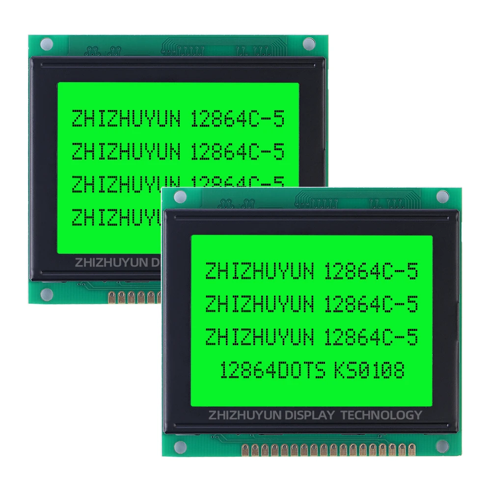 12864C-5 LCD Display Module 128*64 3.5 Inches 78X70MM NT7108 Blue Yellow Screen 18PIN Parallel Port Yellow Green Mold