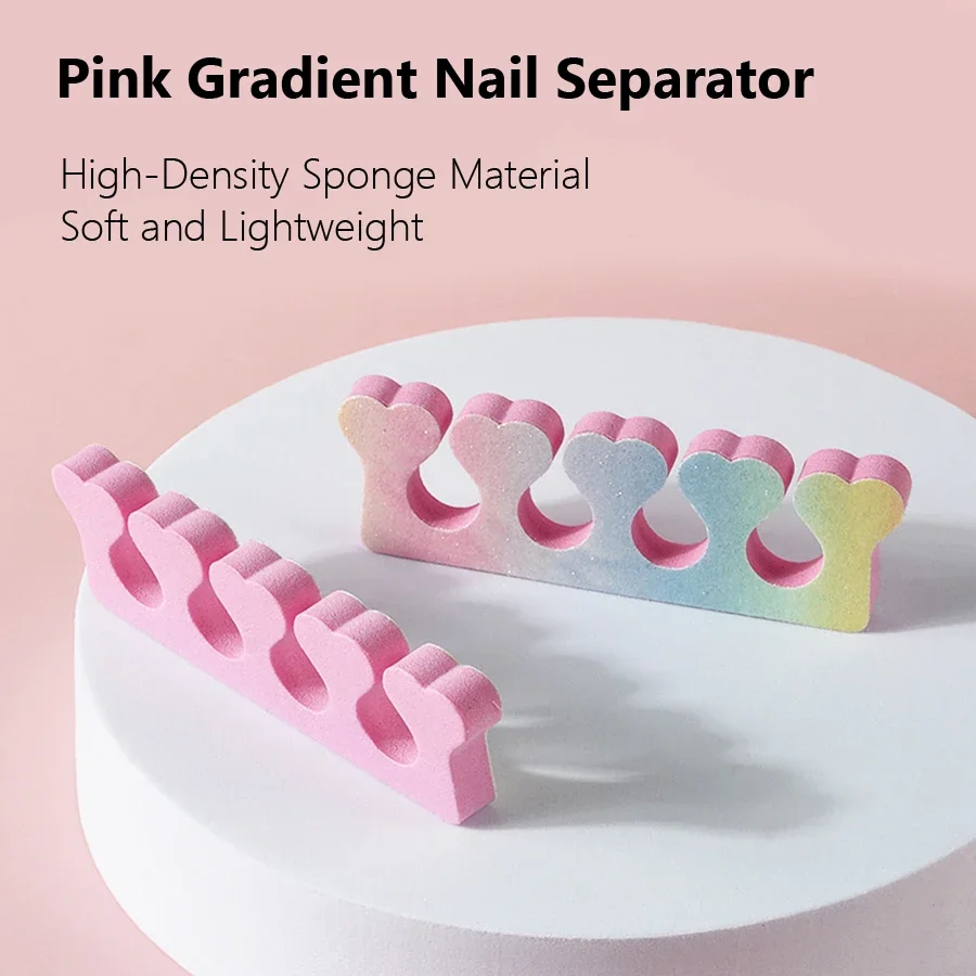 4pcs Heart-Shaped Pink Gradient Glitter Nail Separators Soft EVA Foam Manicure Sponges for Comfortable Finger And Toe Pedicure