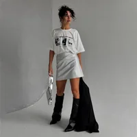 Mode européenne américaine lettre impression graphique femmes t-shirt 90s Design Y2K Hip Hop haute rue à manches courtes Couple hauts 3