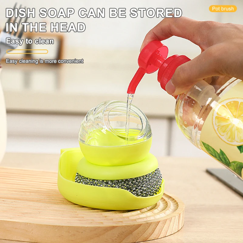 Kitchen Brush With Washing Up Soap Dispensing Palm Brush Storage Set With  Holder Washing Utensils Scrubber Kitchen Cleaning Tool