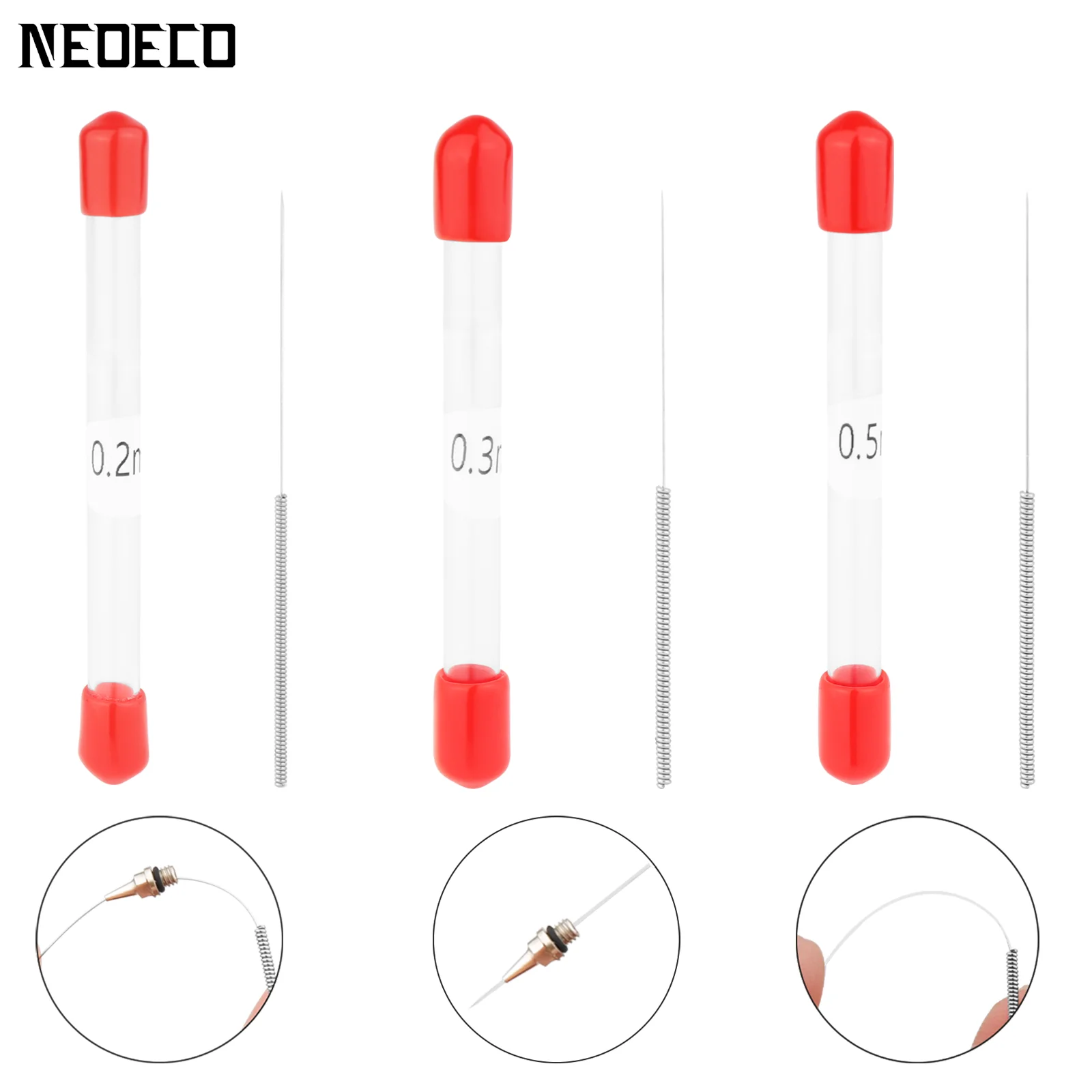 에어브러시 청소 바늘 도구, 재사용 가능한 스테인리스 스틸 준설 도구, 모델 빌딩 3D 프린터 액세서리, 0.2mm, 0.3mm, 0.5mm 