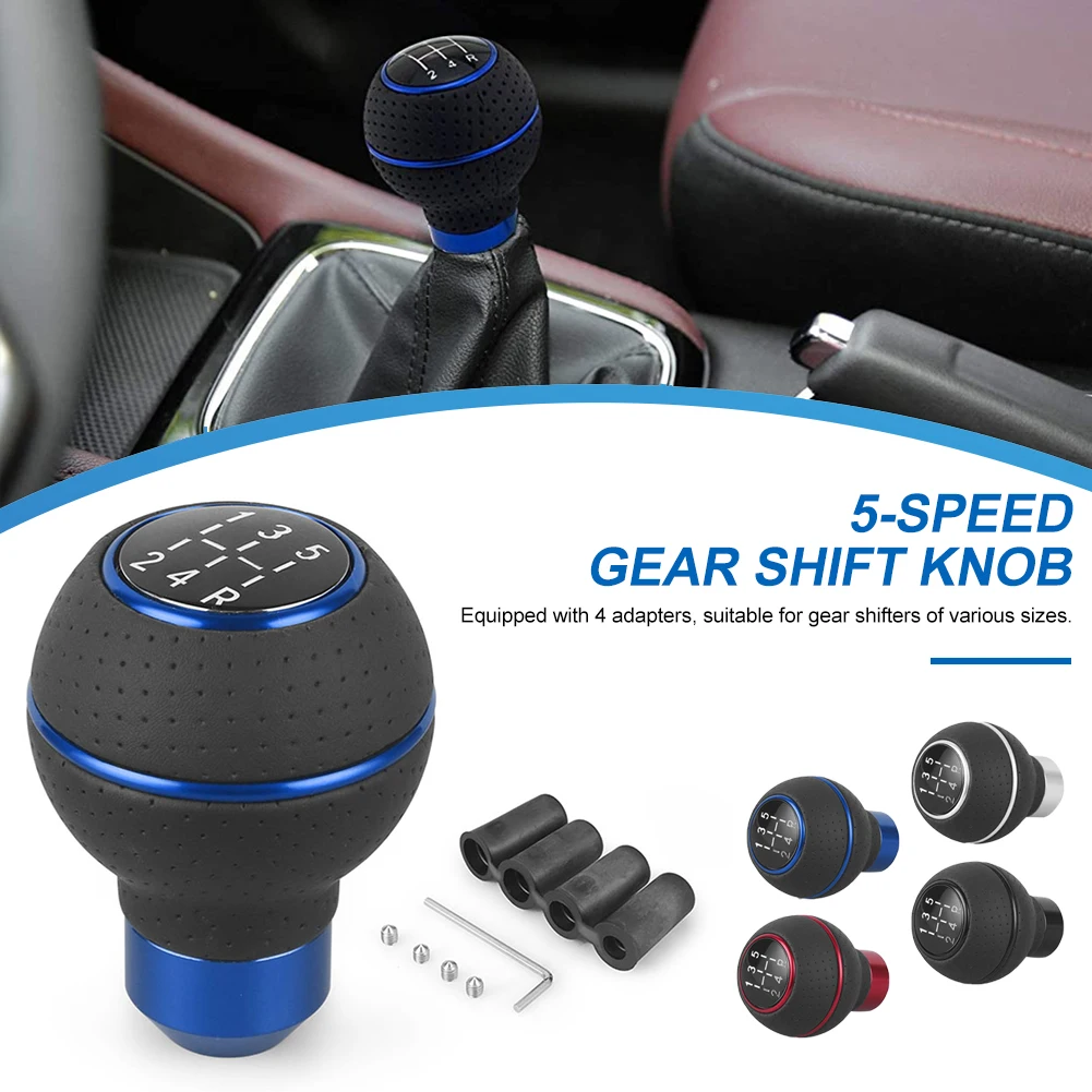 

5-speed Universal Car Gear Shift Knob for Manual Transmission Leather Gear Shifter Knob Replacement with M8 M10 M11 M12 Adpater