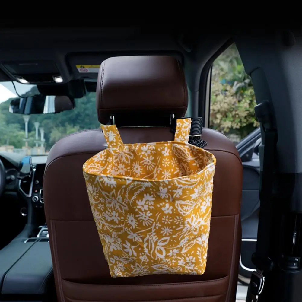 

Backseat Storage Bag Durable Wear-resistant Bright Color Flower Printing Car Seat Back Hanging Bag Interior Accessories