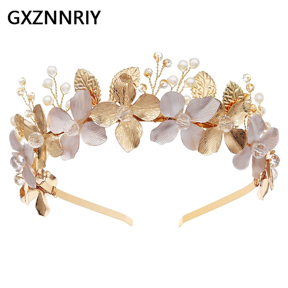 

Handmade Flower Hairbands for Women Accessories Crystal Bridal Wedding Hair Jewelry Bride Headbands Prom Headpiece Party Gift