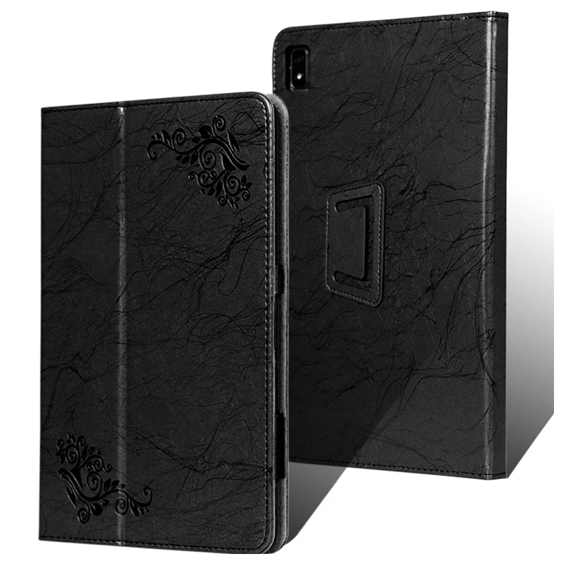 Floral Print PU Leather Tablet Cover with Hand Holder Grip