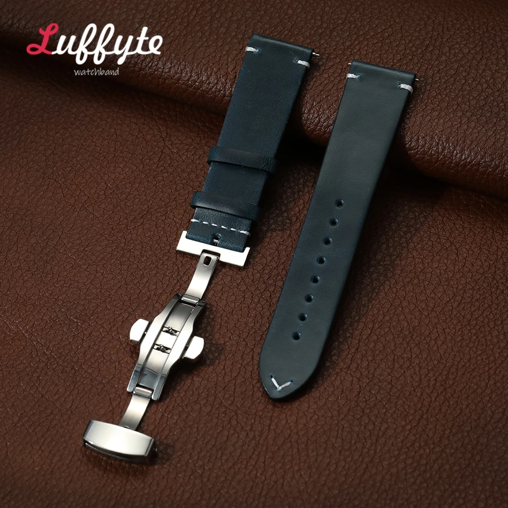 Premium Leather Watch Band with Quick Release & Butterfly Buckle - Universal Size