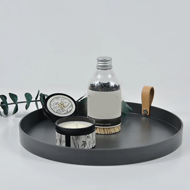 

Portable Cosmetics Jewelry Sundries Organizer Creative Round Storage Tray Storage Tray Solid Color Tray for Livingroom Table