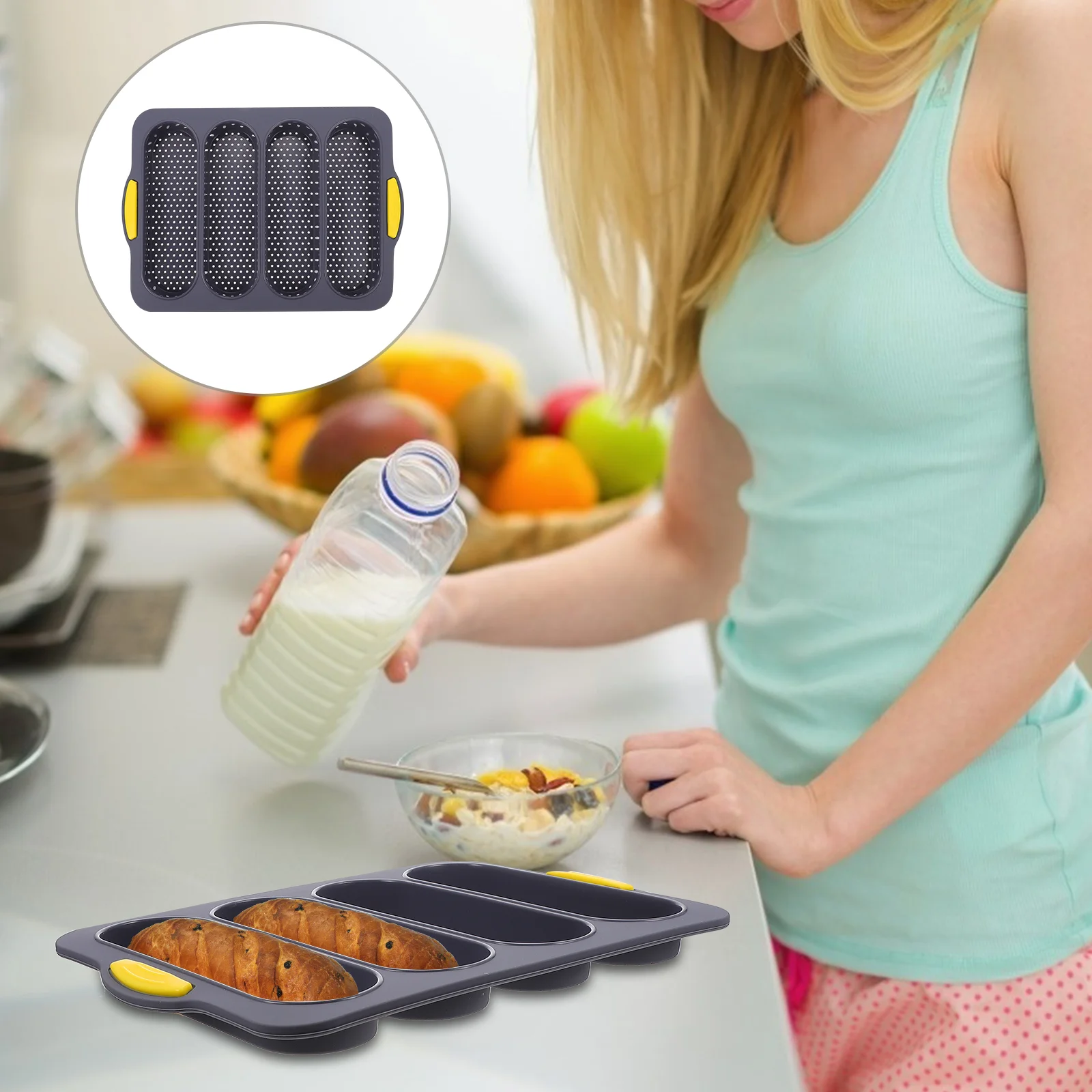 

Silicone Mold French Bread Pan Baking Cake Tray Non-stick Loaf Bakeware Supplies Roasting