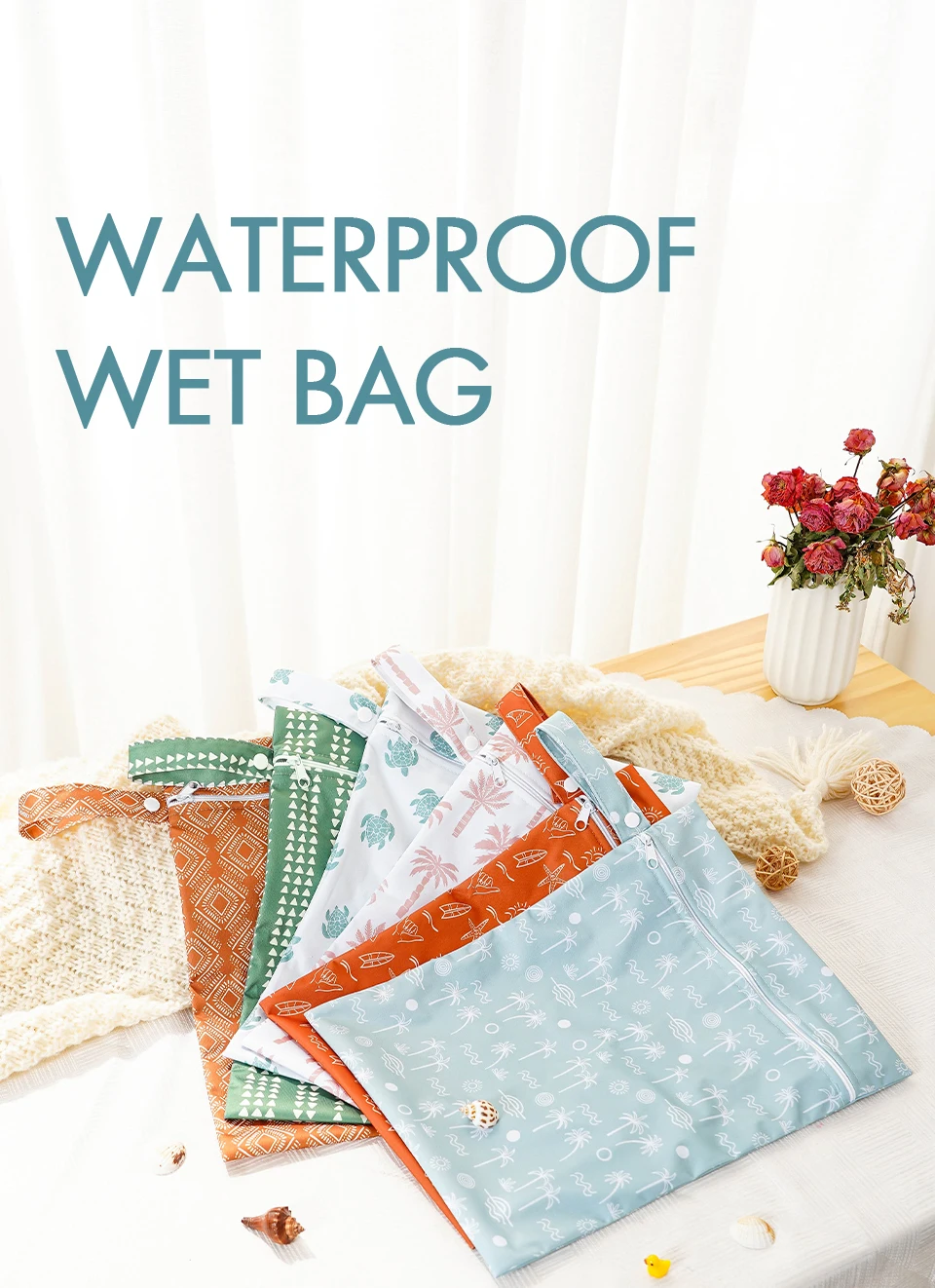Elinfant 2-teiliges Baby-Nassbeutel-Set mit einem Reißverschluss für Babywindeln, Windeln, wasserdichte, wiederverwendbare Babytasche – Detail 1