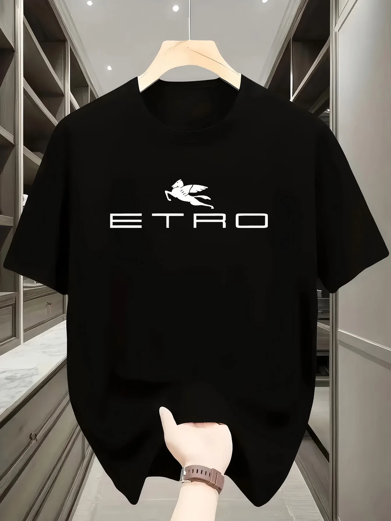 T-shirt Sportiva con Stampa alla Moda, Estiva, Stile Harajuku, Casual, Manica Corta, Collo Tondo per Uomo