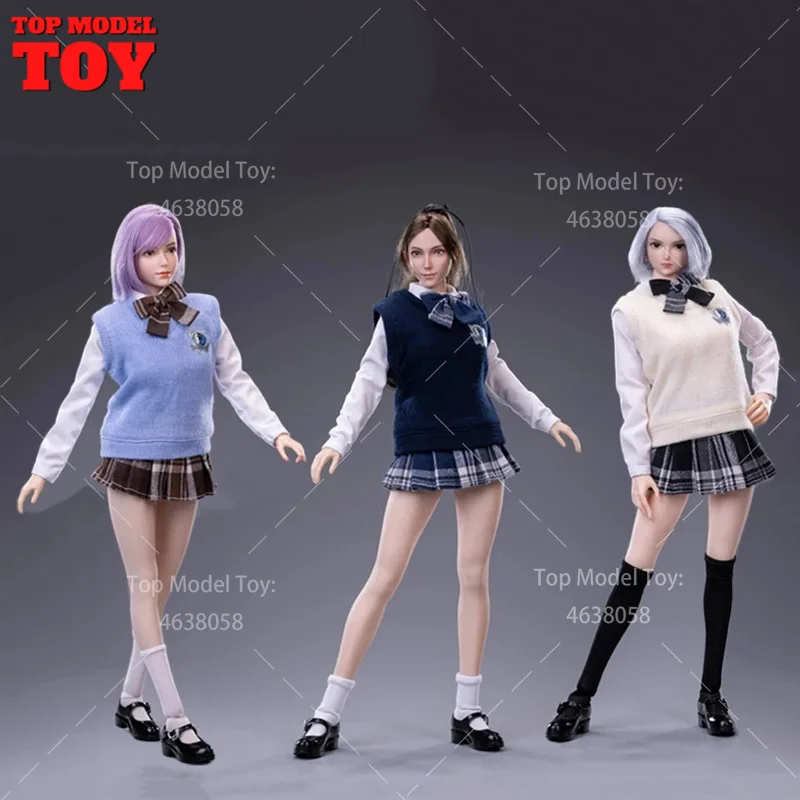 

1/6 cdtoys cd030 Школьная Девочка, вязаный жилет, рубашка с длинными рукавами, плиссированная юбка, модель аксессуара для обуви Для 12-дюймового тела солдатика