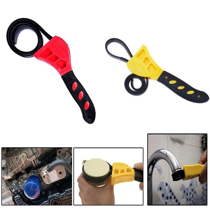 

8 Inch Belt Wrench Oil Filter Puller Strap Spanner Chain Wrench Strap Opener Adjustable Strap Opener Car Repair Home Tools