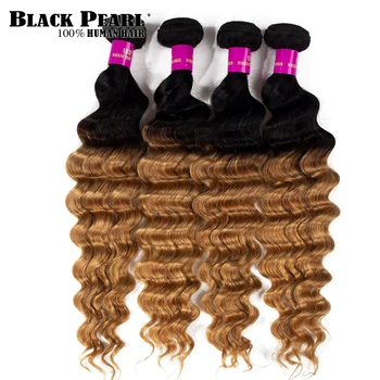 Black Pear 1/3/4Pcs Ombre Brazilian Loose Deep Hair Bundles Weave Human Hair Extensions 1B/4/30 Brown Remy Ombre Hair Bundles 1