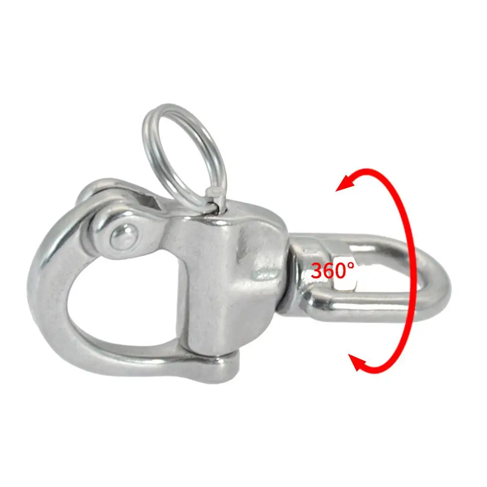 70mm Swivel Shackle 360Degrees Rotatable 316 Stainless Steel Quick Release Snap Hook Sailing Rigging Shackles Marine Accessories