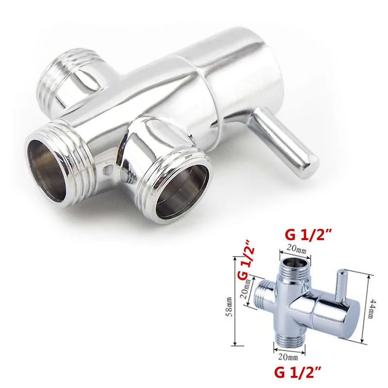 Description Picture 6 of item3way water filling valves G1/2" G 3/4" female Male Diverter Faucet T Adapter Chrome Plated Bathroom toilet Shower Accessories P1