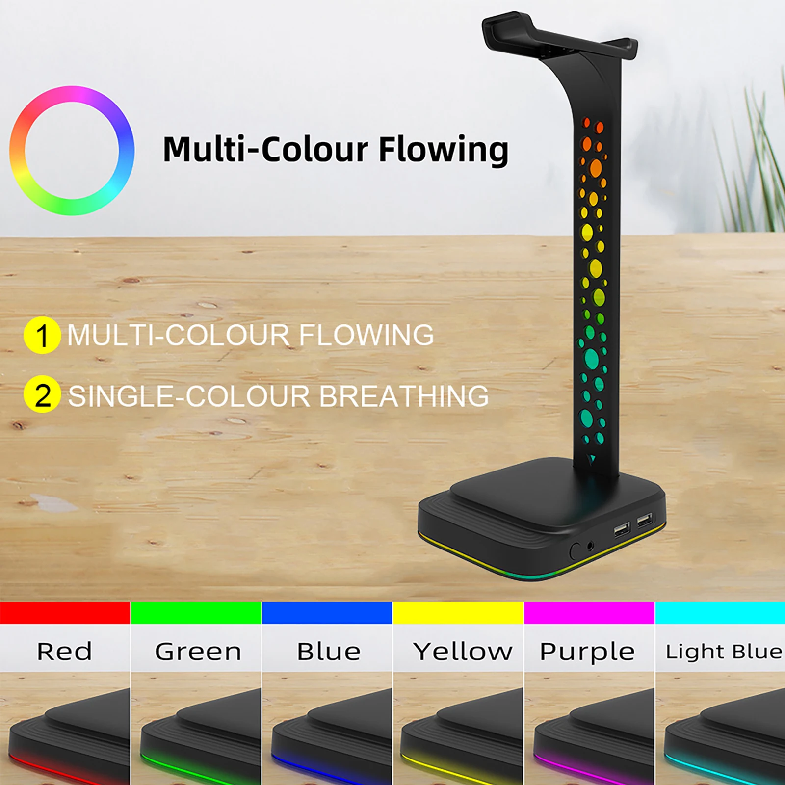 

Plastic Universal Gamer Headset Hanger RGB Lighting Earphone Holder Desk Display Rack For PUBG Computer Gaming Accessories Black