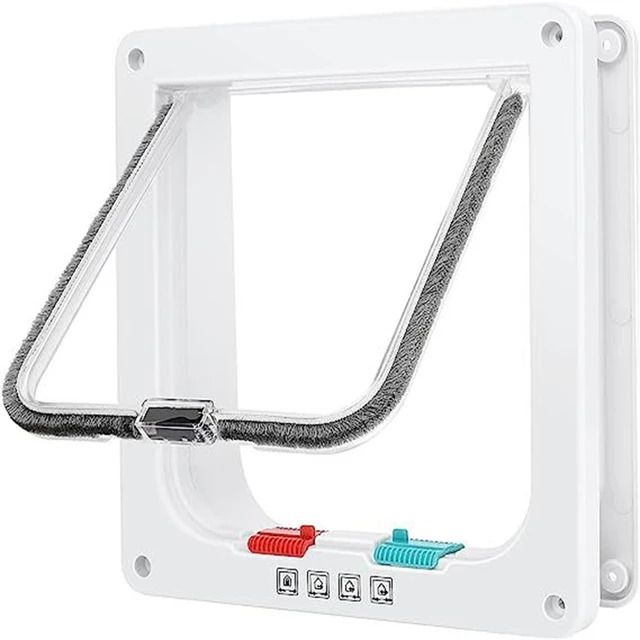 Dog Cat Flap Door For Dog Cat Kitten With 4 Way Lock Security Flap Door Cat Puppy Safety Gate Small Pet Supplies ABS Plastic Dog Cat Flap Door For Dog Cat Kitten With 4 Way Lock Security Flap Door Cat Puppy Safety Gate Small Pet Supplies ABS Plastic